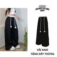 QUẦN KAKI ỐNG RỘNG KÈM DÂY THỪNG - QUẦN ỐNG RỘNG FFCLUB UNISEX NAM NỮ