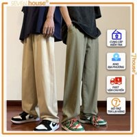 quần kaki ống rộng màu trơn bigsize quần túi hộp thời trang Drawstring quần ống rộng Straight kaki