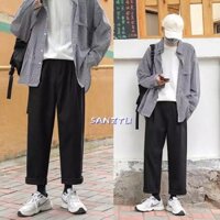 Quần kaki ống rộng Nam Nữ dáng suông phong cách Hàn Quốc Unisex