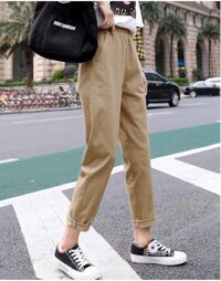 Quần kaki ống xuông nam nữ - Nâu nhạt - M
