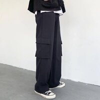 Quần Kaki Túi Hộp Nam Nữ Chất Đẹp Không Nhăn Xù, Form Dáng Suông Màu Đen Xám Basic, Có Túi Hộp