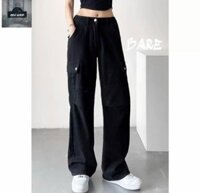 Quần kaki túi hộp nam nữ màu nâu-đen hiphop quần túi hộp ống suông rộng CẠP CAO HOTREND 2023 - ĐEN - M