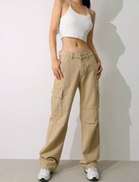 Quần kaki túi hộp nam nữ màu nâu-đen hiphop quần túi hộp ống suông rộng CẠP CAO HOTREND 2023 - KEM - S