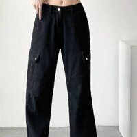 Quần kaki túi hộp nam nữ màu nâu-đen hiphop quần túi hộp ống suông rộng CẠP CAO HOTREND 2023 - ĐEN - L