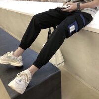 Quần kaki túi hộp nam nữ nắp túi xanh - Đen,XL