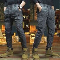 Quần Kaki túi hộp nam trung niên - Quần Jogger kaki vải dày dặn full size - XÁM - size XL 68-78kg