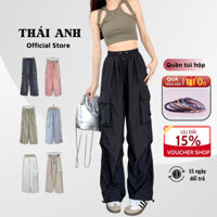 Quần Kaki Túi Hộp Nữ Chất Liệu Kaki Cạp Chun Bo Gấu Quần Túi Hộp Ống Rộng Nữ Thái Anh Shop TS283
