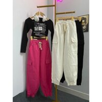 Quần kaki túi hộp nữ lưng thun ống bo, quần jogger túi hộp Trà Phạm Clothing [448]