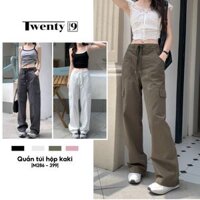 Quần Kaki Túi Hộp Nữ TWENTY9 Ống Suông Lưng Cao Quần Hộp Nữ Ống Rộng Bo Gấu Cạp Chun M286&399