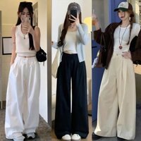 Quần kaki XẾP LY ống rộng nam nữ MIAA lưng cao Nửa Cạp chun, quần kaki xếp ly ống rộng phong cách Hàn Quốc trẻ trung