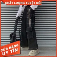 quần kaki xích ống suông rộng túi hộp chỉ nổi giả bò có dây rút Ka12 - Hàng nhập khẩu