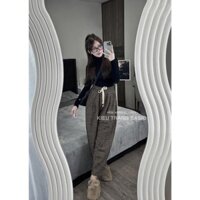 Quần Kẻ Dạ Nữ Quần Ống Đứng Vải Dạ Co Giãn Hack Chân Mặc Thoải Mái 40-70KG Mẫu QUANBUMCHATDAKTRANG. TP377