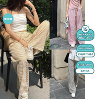 Quần Kẻ Đũi Dáng Suông Dài Rộng Miho House