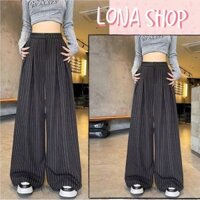 Quần Kẻ Ống suông nữ cạp cao chất vải công sở cao cấp - Quần ống rộng hottrend