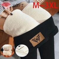 Quần Legging Bằng Vải Lông Cừu Mềm Mại Lót Lông Cừu Với Miếng Vá Cao Eo Cao Dành Cho Bạn Nữ