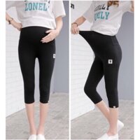 Quần legging bầu lửng logomèo, quần thun bầu lửng logo mèo