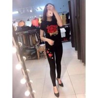 Quần legging cao cấp thêu hoa chất mịn đẹp k xù, k cắn chỉ. Đủ size s m l xl. Hình chụp chất thật nhé ce ơi
