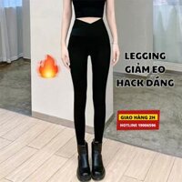 Quần Legging Cạp Cao Chéo Lót Lông Mùa Đông Nâng Ôm Mông Dấu Bụng được may bang tay Hàng Loại 1 KALAA - Lengging lót nỉ - XL