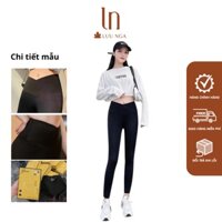 Quần legging cạp vạt chéo không viền có big size, Quần legging nữ chất thun đẹp hàng loại 1 co dãn tốt