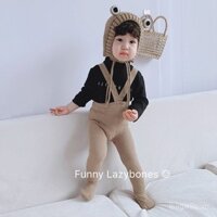 Quần legging cotton cao cấp bảo vệ bụng cho trẻ em mùa xuân và mùa thu, quần legging có dây đeo, quần tất cho trẻ sơ sinh và trẻ nhỏ, quần legging PP lớn