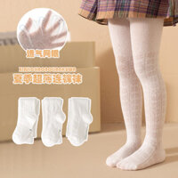 Quần legging cotton siêu mỏng mùa hè cho trẻ em, quần tất lưới rỗng cho bé gái, quần nhảy trắng cho học sinh