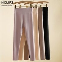 Quần legging đáy MISUPS, Quần legging nữ lông cừu đen, Quần mỏng vừa vặn màu trơn dày