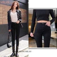 Quần legging đen nữ dài trơn ôm body cạp lưng cao 1 khuy có túi nâng mông gen bụng dáng quần tregging vải umi dày co dãn