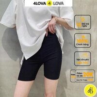 Quần legging đùi 4LOVA nữ thun cạp cao biker lửng ngố đồ mặc nhà dáng ôm bó lưng thun bigsize tập gym yoga - S
