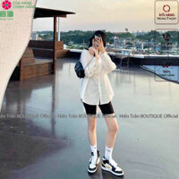 Quần legging đùi Hiền Trần BOUTIQUE nữ thun cạp cao biker lửng ngố đồ mặc nhà dáng ôm bó lưng thun bigsize tập gym yoga - S
