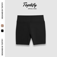 Quần legging đùi TOPTIFY nữ thun gân cạp cao Biker Shorts co giãn 4 chiều Q19 - Hàng mới về
