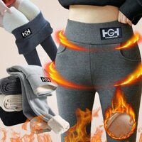 Quần Legging lông cừu mùa đông mới dành cho nữ Quần lót nhiệt Quần nhung cực màu trơn Quần Legging len cạp cao