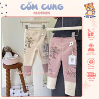 Quần Legging Lót Lông Ấm Áp Cho Bé Gái Họa Tiết Dừa Kết Hợp ,Quần Giữ Nhiệt Chống Lạnh Cho Mùa Đông