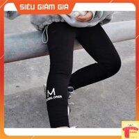 Quần legging lót nỉ thêu chữ bé gái 4-18 tuổi