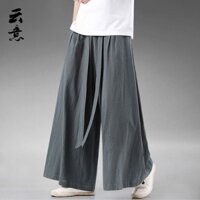 Quần legging lụa băng mùa hè cho nam, quần ống rộng, quần cắt ngắn phong cách Trung Quốc, váy khiêu vũ, quần lụa băng thời trang cho nam