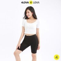 Quần legging lửng 4LOVA vải thun cao cấp biker nữ đùi ngố đồ mặc nhà dáng ôm bó lưng thun tập gym yoga bigsize - XL