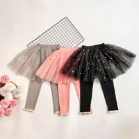 Quần legging màu trơn thông thường dễ thương cho trẻ em xuân thu