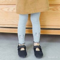 Quần legging mới cho bé gái mùa xuân và mùa thu, cotton thêu hình mèo, quần legging trẻ em phong cách Hàn Quốc, quần ôm cho bé gái bán buôn