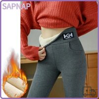 Quần Legging Mùa Đông SAPNAP, Quần Legging Lót Lông Cừu Mềm Mại Mềm Mại, Đen Xám Dày Cao Cấp Quần Legging Lông Tơ Nữ Cô Gái