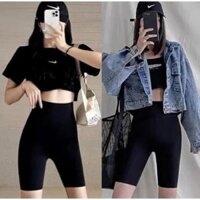 Quần legging ngố nâng Mông cạp cao có túi bigsize dưới 70kg Báo Hồng Shop, quần bầu, quần thun co giãn, quần gân tăm ch