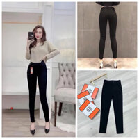 Quần legging nữ 2 khuy cạp 5p, nâng mông có khóa 2 khuy vải UMI siêu dày gen bụng dáng dài - Quần vải nữ