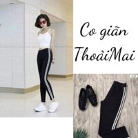 Quần Legging Nữ Cạp Cao Dài Nâng Mông ,Quần Jogger 2 Sọc Chất Umi Dày Đẹp