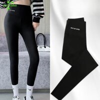 Quần Legging Nữ Dài Cạp Cao Đẹp Cao Cấp PINKAHA Nâng Mông Vải Thun Cotton Siêu Co Giãn 4 Chiều Ôm Sát - ĐEN - XL 65kg80kg