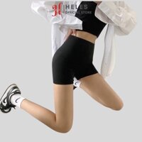 Quần legging nữ đùi HELES vải thun cao cấp biker nữ đùi ngố dáng ôm bó lưng thun tập gym yoga