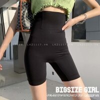 Quần Legging nữ Lửng Ngố Bigsize 50-100kg Quần Short tập gym yoga thể thao biker dáng ôm lưng cao mỏng co giãn Siết Bụng nâng mông định hình thời trang