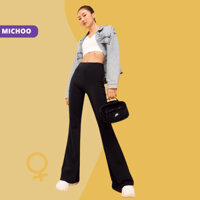 Quần Legging Nữ Ống Loe MICHOO Cạp Cao Co Giãn Gym Yoga Thoải Mái Vận Động QD05