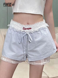 Quần Legging Ren Thêu Trắng Nữ Mùa Hè Phong Cách Mới Không Khí Co Giãn Eo Quần Short Rỗng