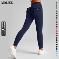 Quần legging tập Yoga có chiều rộng cao MOLIKE có thiết kế bỏ túi để tập thể dục và chạy bộ
