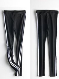 Quần legging tập Yoga kẻ sọc Đen