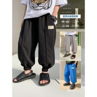 Quần Legging Thể Thao Chất Liệu Cotton Dáng Rộng Màu Đen Thời Trang Dành Cho Bé Trai