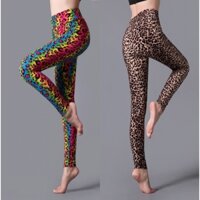 Quần Legging Thể Thao Lưng Cao Họa Tiết Da Báo Quyến Rũ Cho Nữ